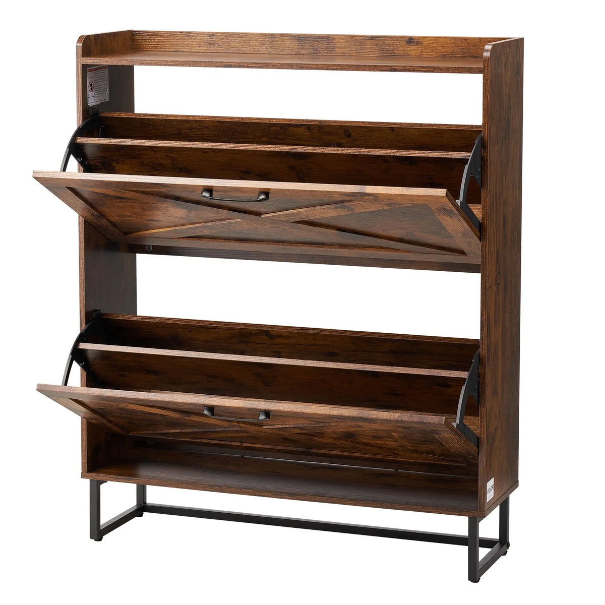 VEVOR apavu skapis ar 2 atveramām atvilktnēm, lauku stila, ar metāla kājām, brūns, 80 × 24 × 97,3 cm