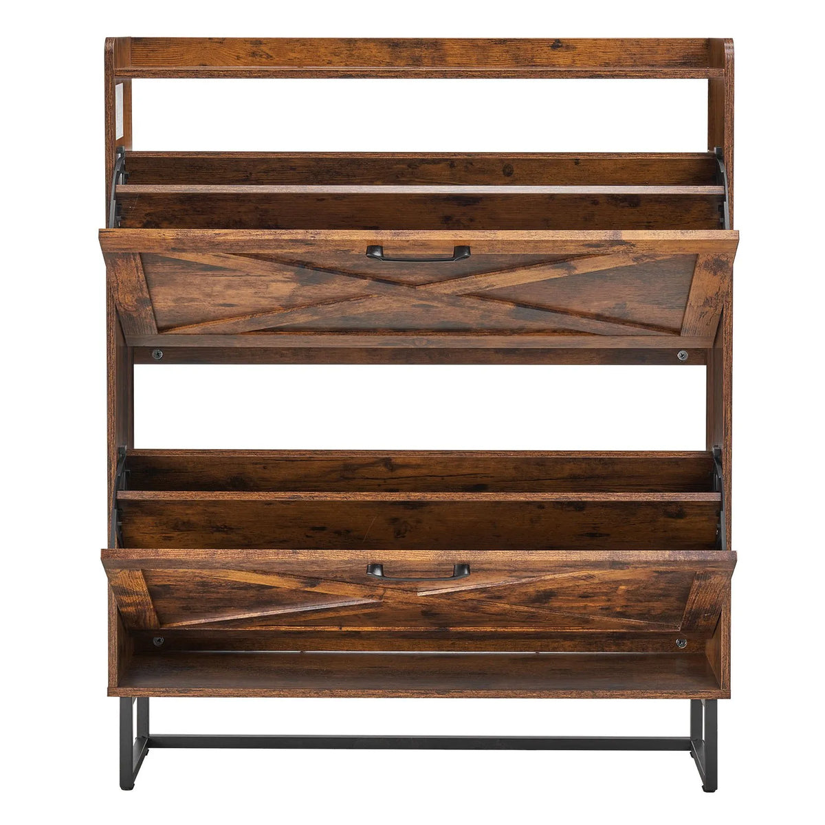 VEVOR apavu skapis ar 2 atveramām atvilktnēm, lauku stila, ar metāla kājām, brūns, 80 × 24 × 97,3 cm