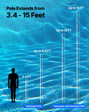 VEVOR Teleskopiskais baseina kāts 1–4,6 m, profesionāls regulējams tīrīšanas kāts ar 2 pagarinājuma sekcijām, pastiprināts turētājs tīkliņam, birstei un putekļsūcēja uzgalim