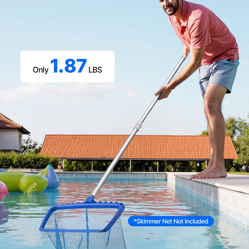 VEVOR Teleskopiskais baseina kāts, regulējams 1–3,65 m, profesionāls pagarināms tīrīšanas kāts ar pagarinājumu, izturīgs rokturis sietam, grābeklim, birstei un vakuuma uzgalim