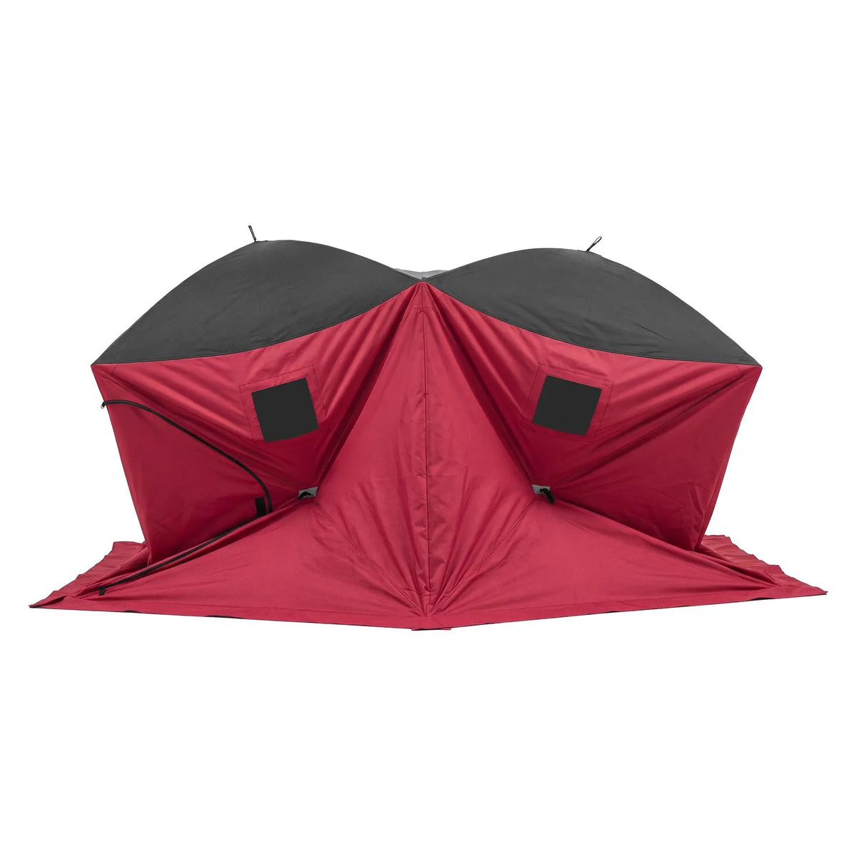 VEVOR zemledus makšķerēšanas telts 6–8 personām, 3,6 × 1,8 × 2 m, 6,27 m², ātri uzstādāma ar 300D Oxford audumu, enkuriem, trosēm un pārnēsāšanas somu, sarkana/melna