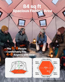 VEVOR uznirstošā ziemas makšķerēšanas telts 6–8 personām, 3,47 × 1,74 × 2,3 m, siltināta, ar 4 slāņu 600D Oxford audumu
