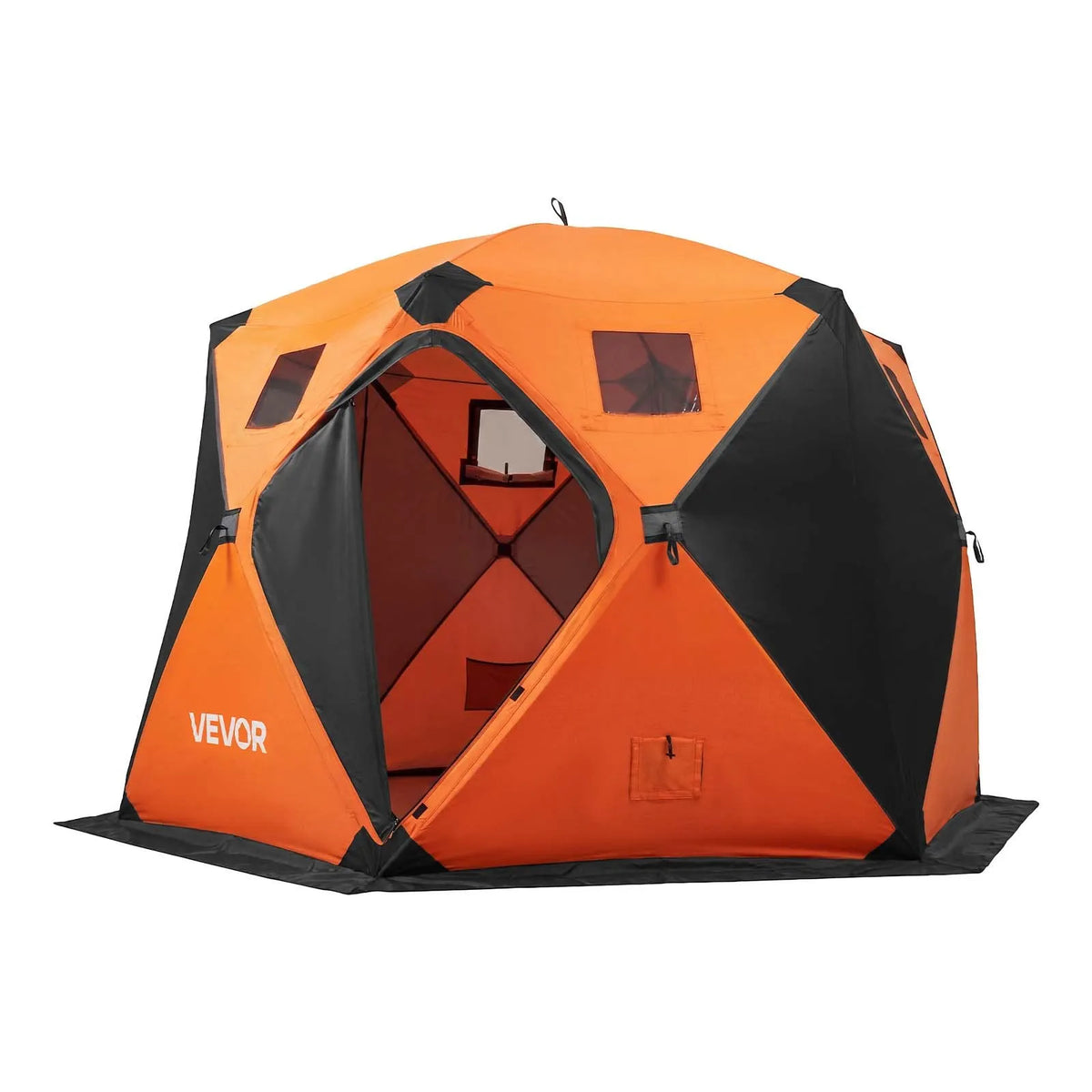VEVOR uznirstošā ziemas makšķerēšanas telts 6–8 personām, 3,47 × 1,74 × 2,3 m, siltināta, ar 4 slāņu 600D Oxford audumu