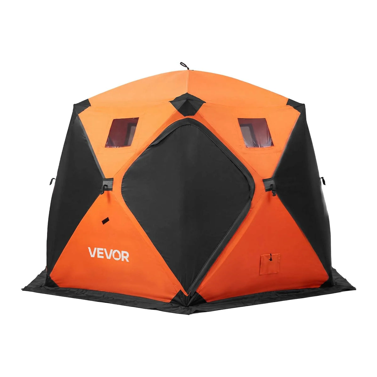 VEVOR uznirstošā ziemas makšķerēšanas telts 6–8 personām, 3,47 × 1,74 × 2,3 m, siltināta, ar 4 slāņu 600D Oxford audumu