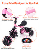 VEVOR bērnu trīsritenis 2–5 gadiem, salokāms ar regulējamu sēdekli, uzglabāšanas nodalījumu un oglekļa tērauda rāmi, trīsritenis āra aktivitātēm zēniem un meitenēm