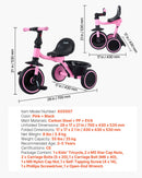 VEVOR bērnu trīsritenis 2–5 gadiem, salokāms ar regulējamu sēdekli, uzglabāšanas nodalījumu un oglekļa tērauda rāmi, trīsritenis āra aktivitātēm zēniem un meitenēm