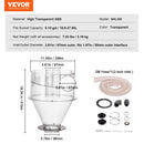 VEVOR cikona putekļu separators, 10,16 cm modernizējams cikona separators putekļu savācējiem, ABS putekļu atdalītājs ar 5,08 cm ārējā diametra savienotāju un šļūteni mitrās/sausās tīrīšanas putekļsūcējiem, piemērots 18,9–37,85 l tvertnei