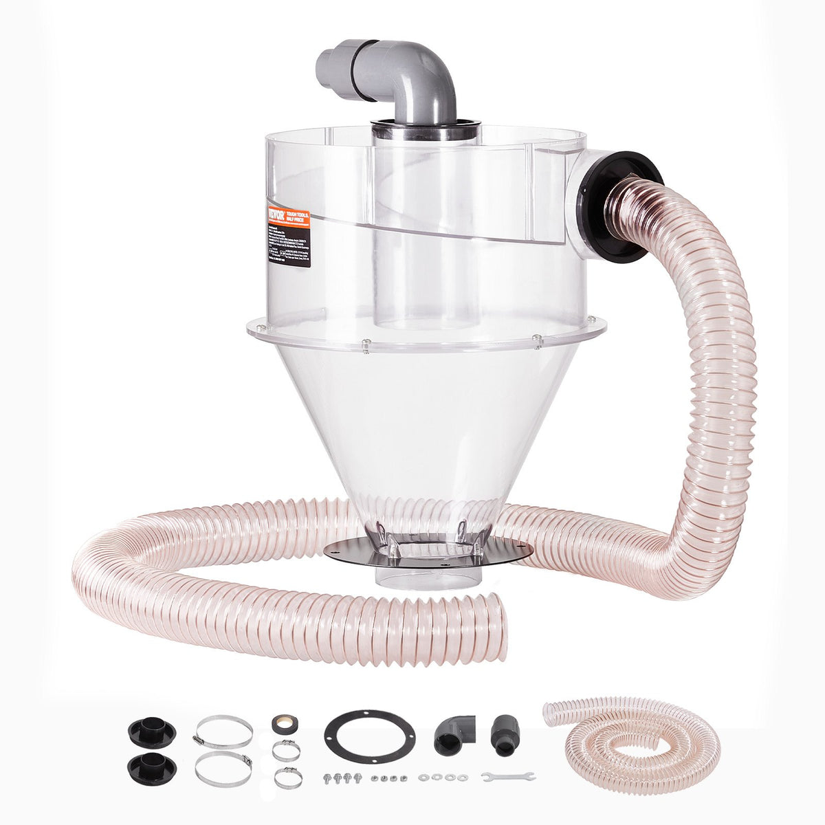 VEVOR ciklona putekļu separators 100 mm putekļsūcējiem ar 19–38 l tvertni, ABS