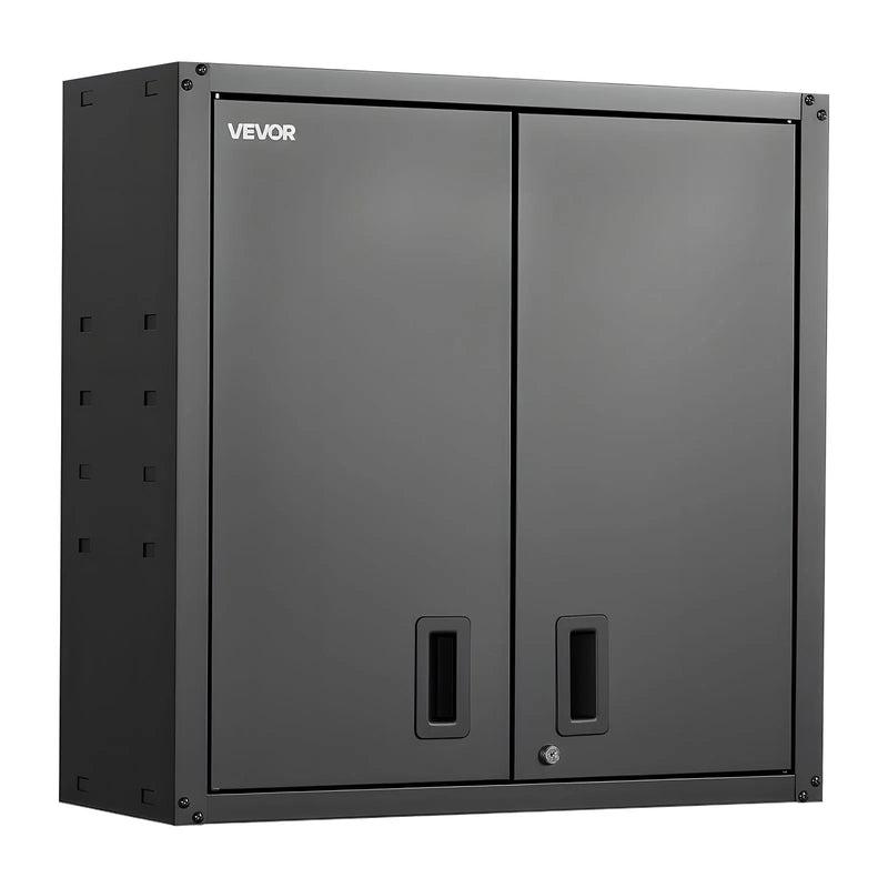 VEVOR metāla sienas skapis 762 × 310 × 762 mm, tērauda piekaramais uzglabāšanas skapis ar slēdzamām durvīm un regulējamu plauktu garāžai, pagrabam, virtuvei un noliktavai, melns