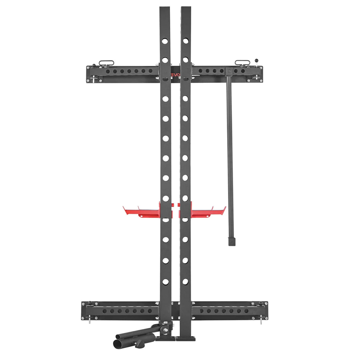 VEVOR salokāms spēka rāmis, pie sienas stiprināms pietupienu rāmis mājas sporta zālei ar landmine turētāju, regulējamiem J veida āķiem un pievilkšanās stieni, slodze līdz 545 kg - ZEMLETES.LV