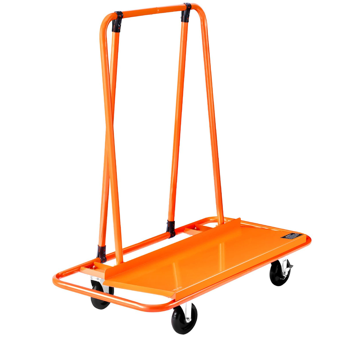 VEVOR paneļu transportēšanas ratiņi līdz 816 kg ar 4 grozāmiem riteņiem, tērauda konstrukcija ar stiprinājuma siksnu saplāksnim, ģipškartonam un stiklam, oranži - ZEMLETES.LV