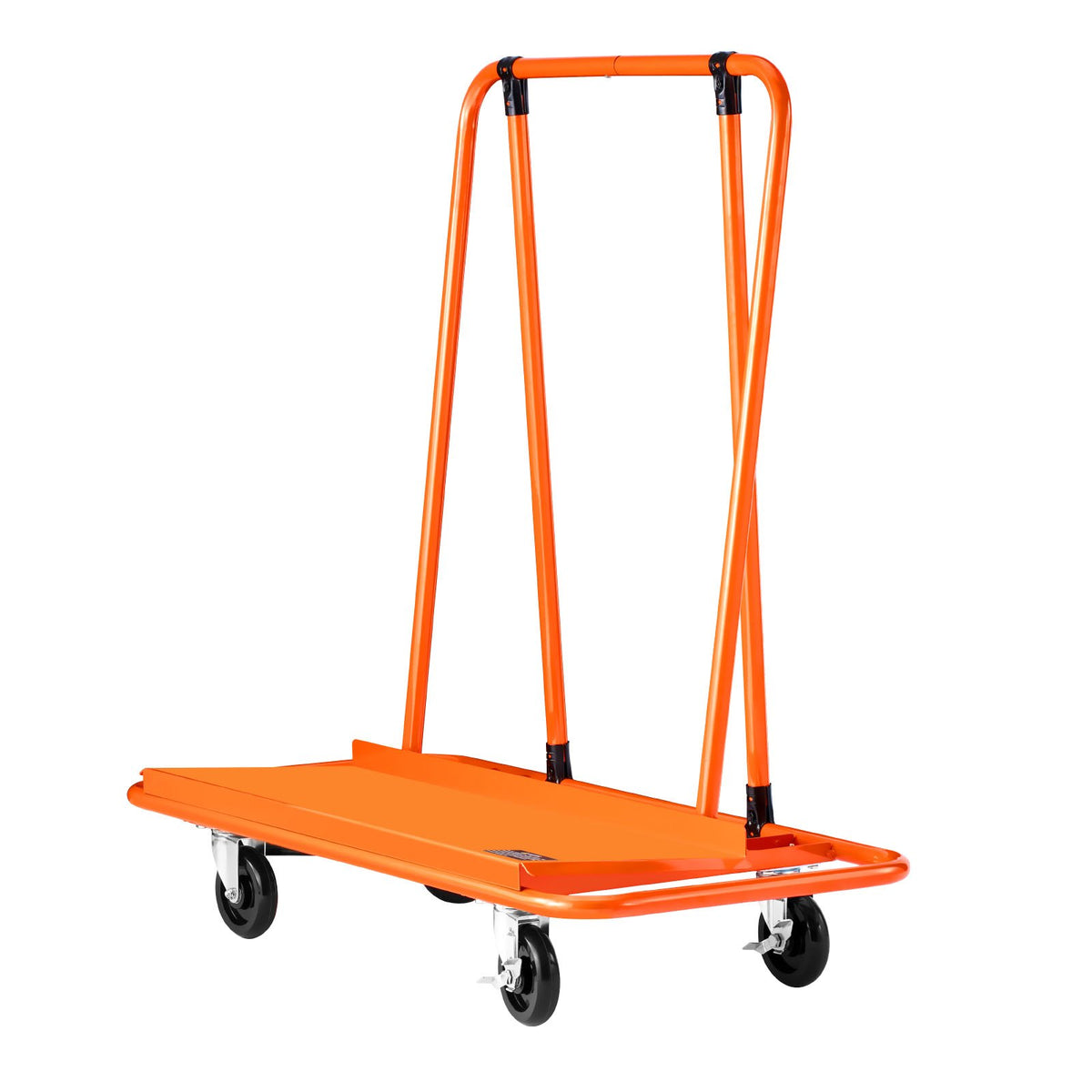 VEVOR paneļu transportēšanas ratiņi līdz 816 kg ar 4 grozāmiem riteņiem, tērauda konstrukcija ar stiprinājuma siksnu saplāksnim, ģipškartonam un stiklam, oranži - ZEMLETES.LV