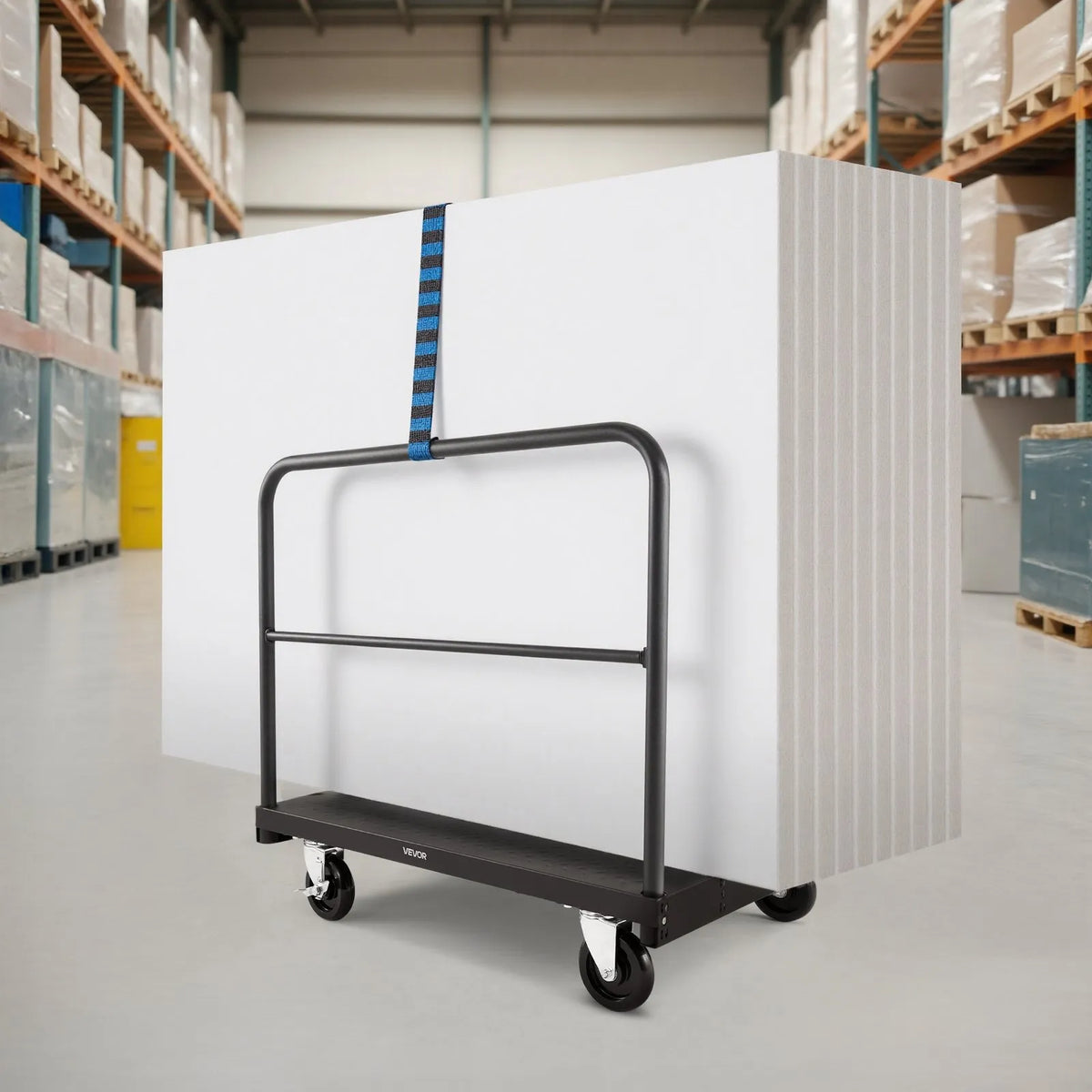 VEVOR 2 - in - 1 paneļu un platformas ratiņi līdz 816 kg, tērauda konstrukcija ar 3 sānu rokturiem un grozāmiem riteņiem, piemēroti noliktavām, darbnīcām un būvlaukumiem, melni - ZEMLETES.LV