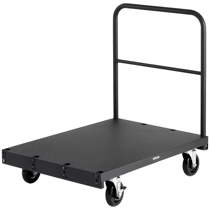 VEVOR 2 - in - 1 paneļu un platformas ratiņi līdz 816 kg, tērauda konstrukcija ar 3 sānu rokturiem un grozāmiem riteņiem, piemēroti noliktavām, darbnīcām un būvlaukumiem, melni - ZEMLETES.LV