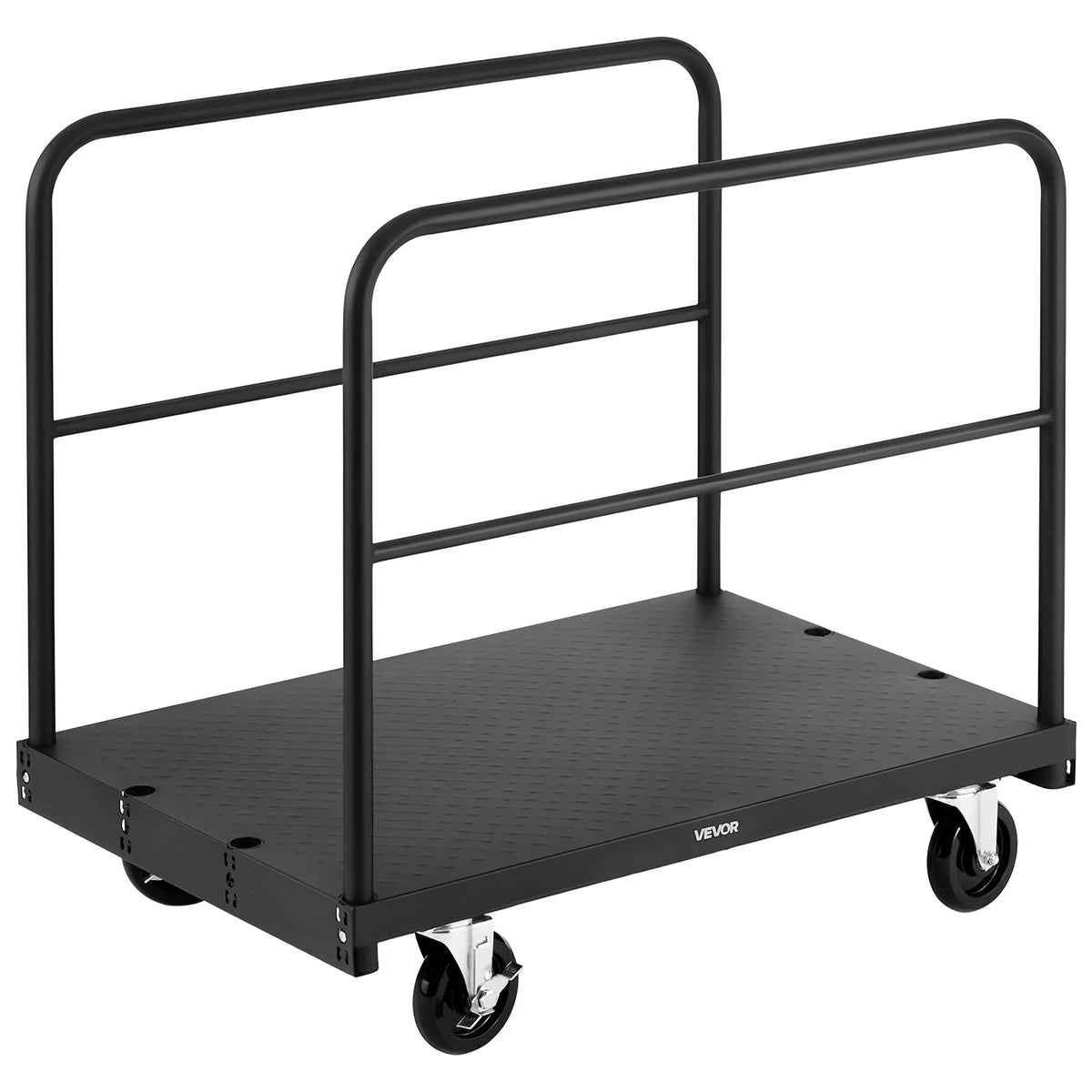 VEVOR 2 - in - 1 paneļu un platformas ratiņi līdz 816 kg, tērauda konstrukcija ar 3 sānu rokturiem un grozāmiem riteņiem, piemēroti noliktavām, darbnīcām un būvlaukumiem, melni - ZEMLETES.LV