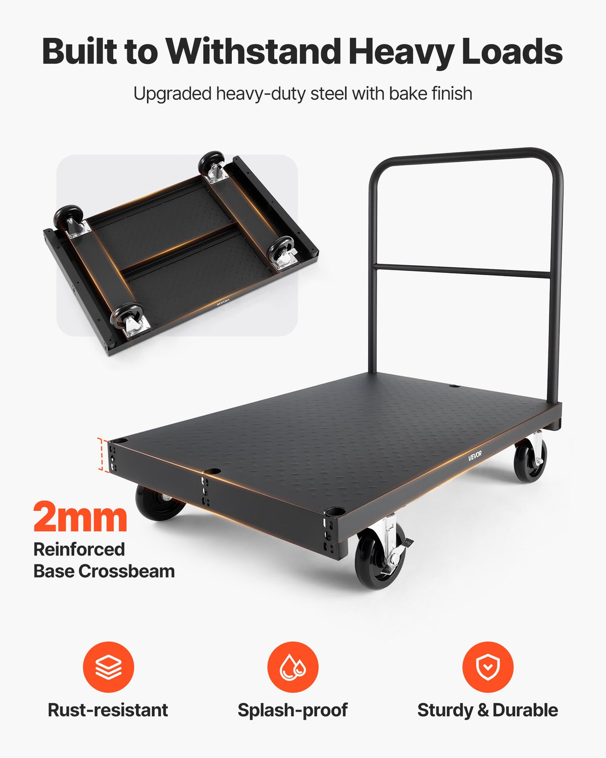 VEVOR 2 - in - 1 paneļu un platformas ratiņi līdz 816 kg, tērauda konstrukcija ar 4 sānu margām un grozāmiem riteņiem, piemēroti noliktavām, darbnīcām un būvlaukumiem, melni - ZEMLETES.LV