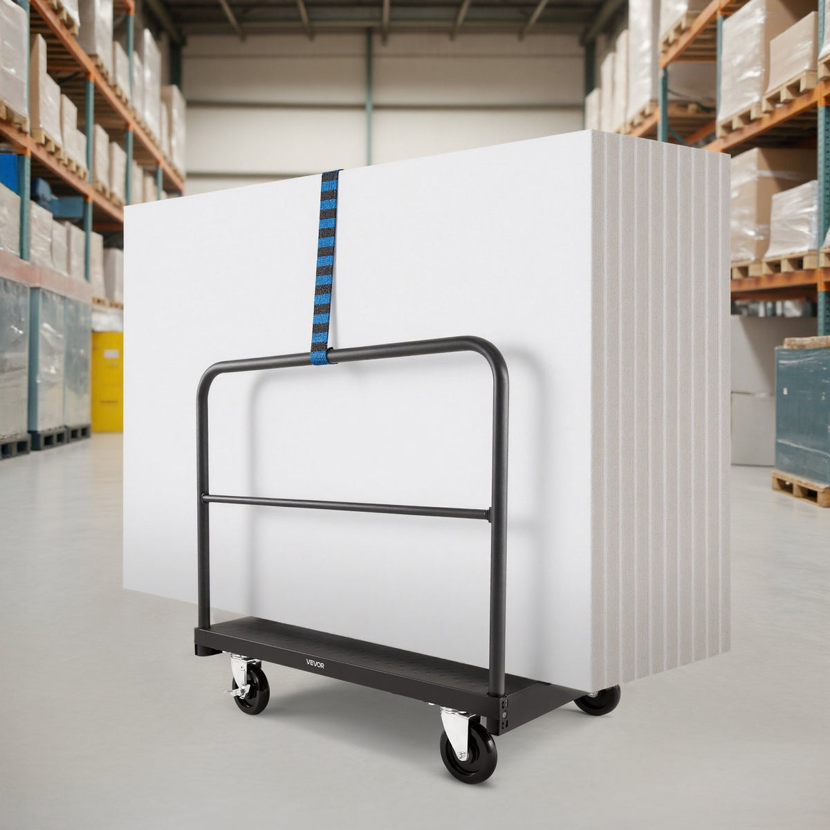 VEVOR 2 - in - 1 paneļu un platformas ratiņi līdz 816 kg, tērauda konstrukcija ar 4 sānu margām un grozāmiem riteņiem, piemēroti noliktavām, darbnīcām un būvlaukumiem, melni - ZEMLETES.LV