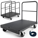 VEVOR 2 - in - 1 paneļu un platformas ratiņi līdz 816 kg, tērauda konstrukcija ar 4 sānu margām un grozāmiem riteņiem, piemēroti noliktavām, darbnīcām un būvlaukumiem, melni - ZEMLETES.LV