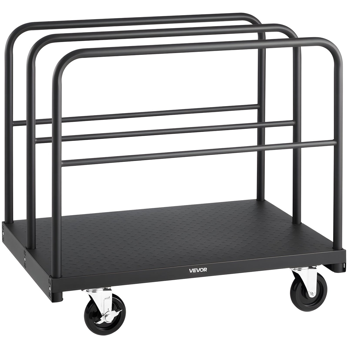 VEVOR 2 - in - 1 paneļu un platformas ratiņi līdz 816 kg, tērauda konstrukcija ar 4 sānu margām un grozāmiem riteņiem, piemēroti noliktavām, darbnīcām un būvlaukumiem, melni - ZEMLETES.LV