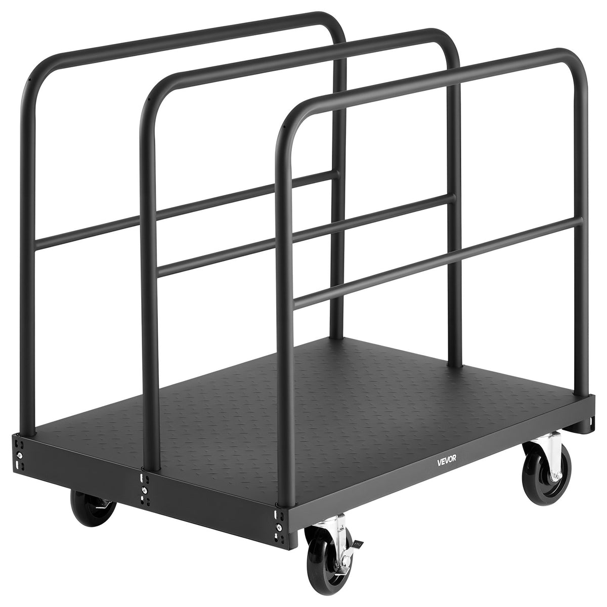 VEVOR 2 - in - 1 paneļu un platformas ratiņi līdz 816 kg, tērauda konstrukcija ar 4 sānu margām un grozāmiem riteņiem, piemēroti noliktavām, darbnīcām un būvlaukumiem, melni - ZEMLETES.LV