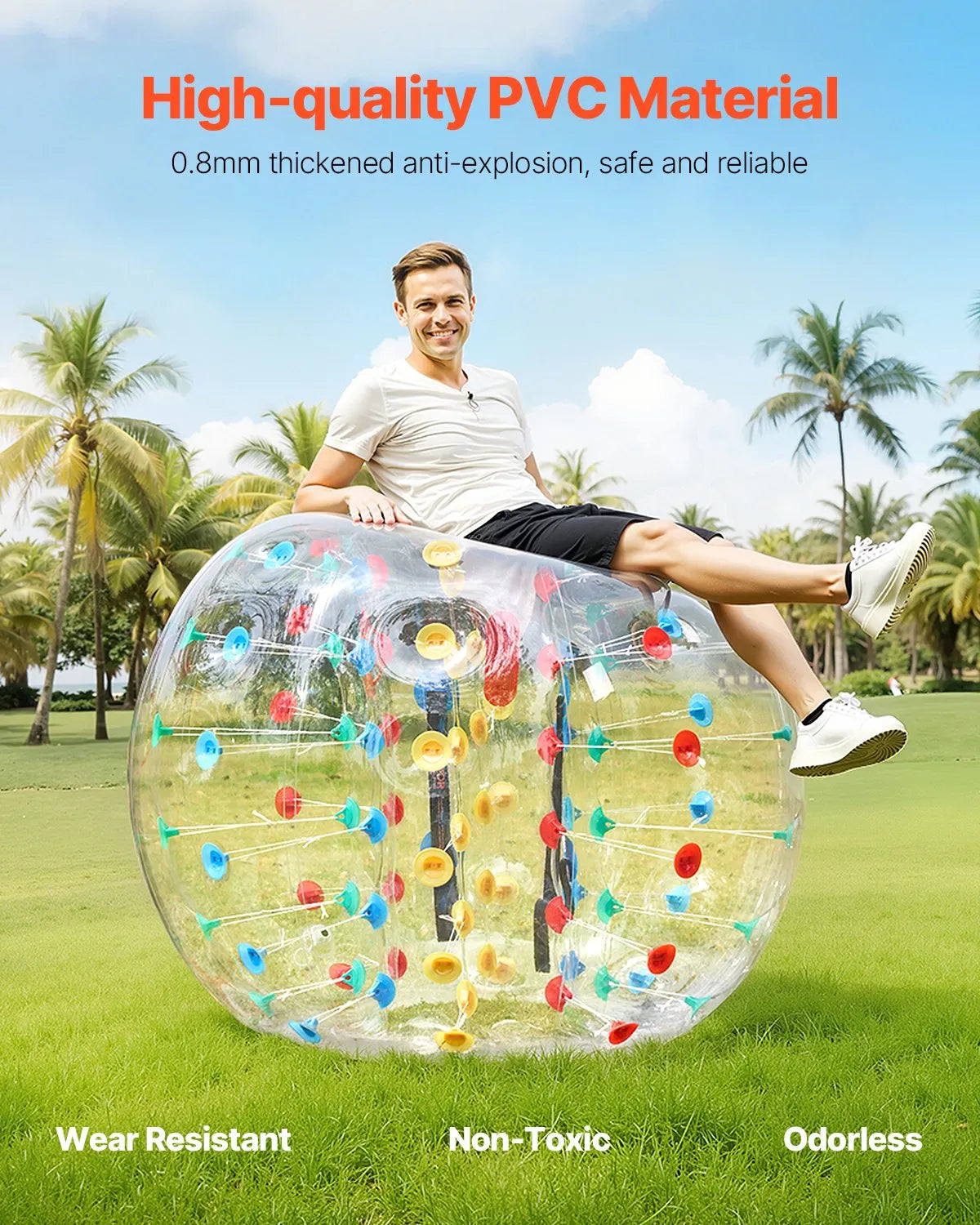 VEVOR täispuhutav sumo-põrkepall 1,5 m, 0,8 mm PVC, 1 tk, mitmevärviline