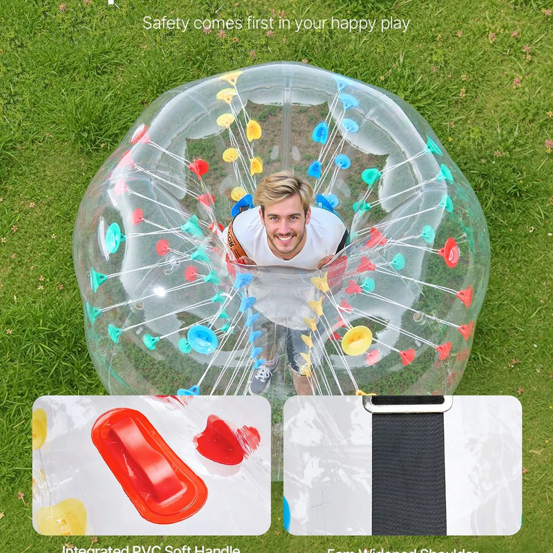 VEVOR piepūšamā bufera bumba 1 gab., 1,5 m ķermeņa sumo zorb bumba, 0,8 mm bieza PVC cilvēka kāmja burbuļbumba āra komandu spēlēm, dārzam, pagalmam un parkam, daudzkrāsu