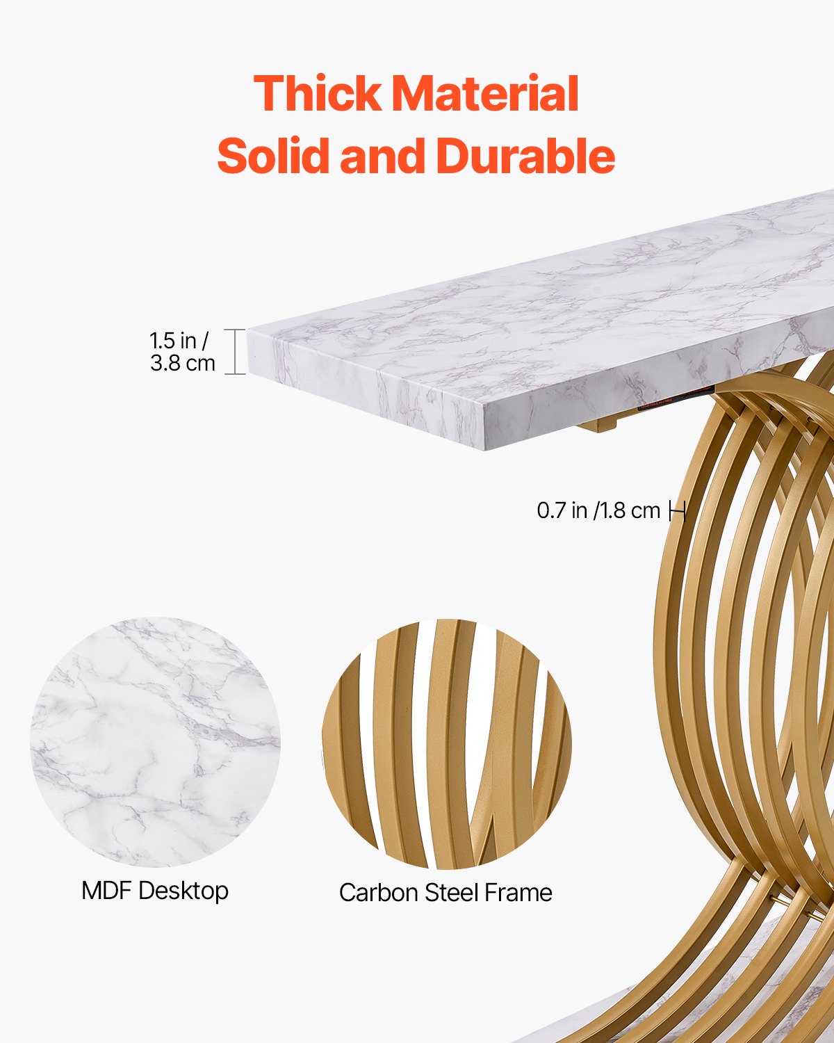 VEVOR šaurs konsoles galds aiz dīvāna, 100 × 30 × 81 cm, 1 līmenis, MDF virsma un metāla rāmis