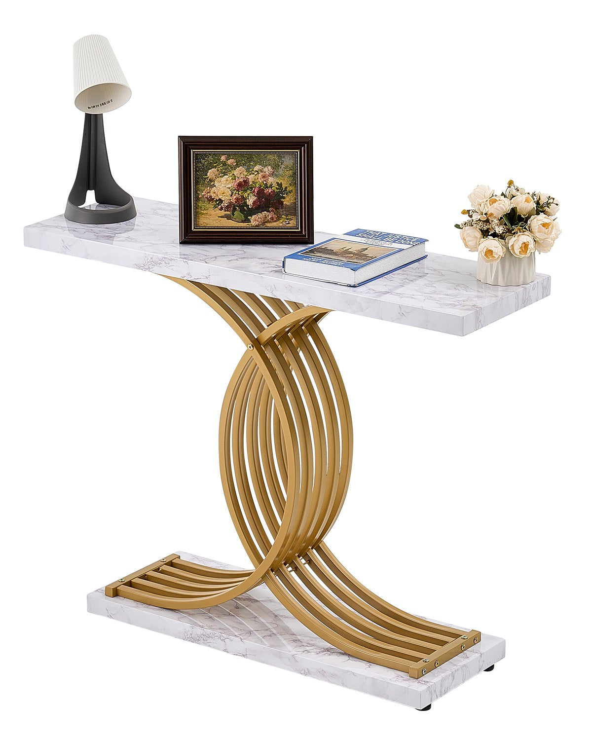 VEVOR šaurs konsoles galds aiz dīvāna, 100 × 30 × 81 cm, 1 līmenis, MDF virsma un metāla rāmis