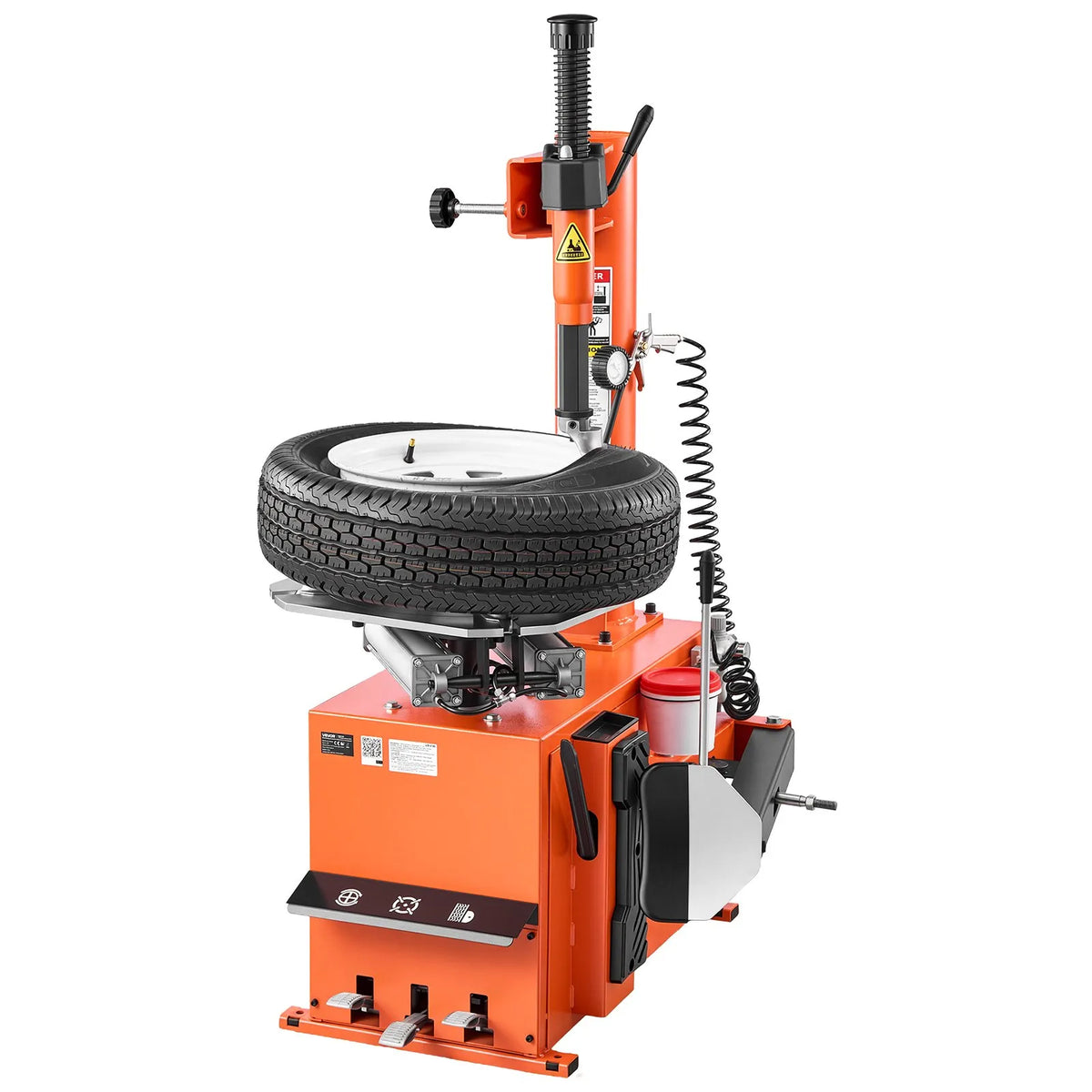 VEVOR elektriskā riepu montāžas iekārta, 1100 W, pedāļu vadība, diskiem ar ārējo fiksāciju 254–457 mm un iekšējo fiksāciju 305–559 mm