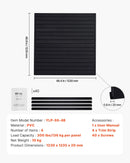 VEVOR Slatwall rievoto sienas paneļu sistēma, 1220 × 1220 mm, PVC modulāri sienas paneļi melnā krāsā, viegli uzstādāma, pielāgojama un piegriežama uzglabāšanas un demonstrēšanas sistēma, garāžai, darbnīcai, veikalam un mājai