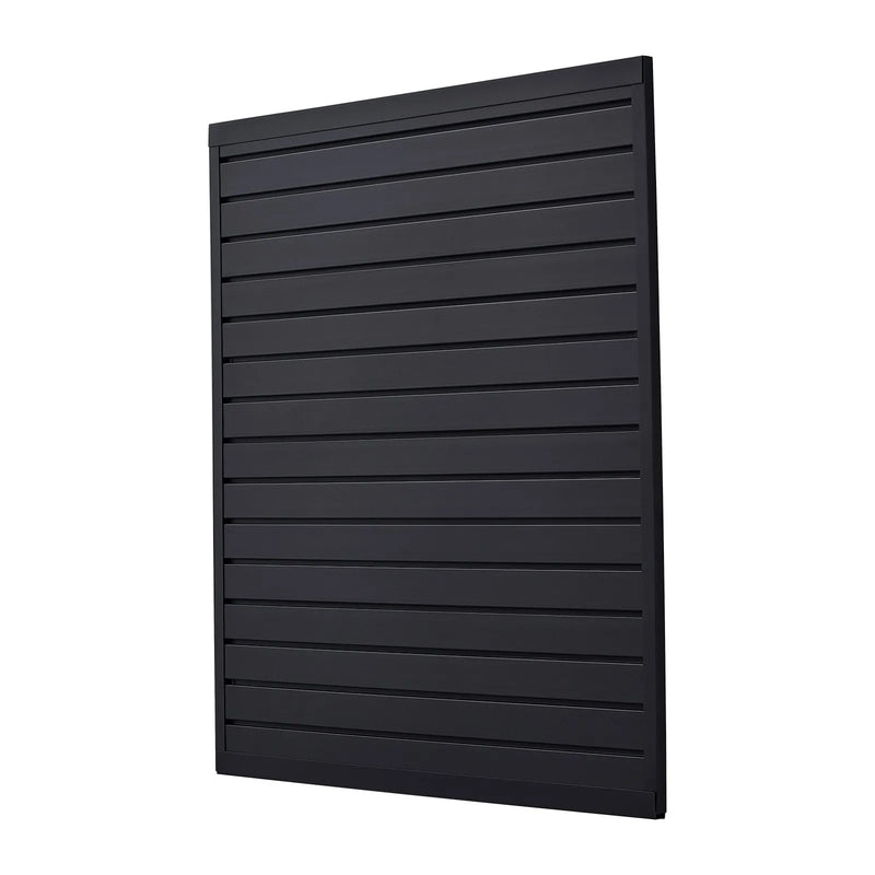 VEVOR Slatwall rievoto sienas paneļu sistēma, 1220 × 1220 mm, PVC modulāri sienas paneļi melnā krāsā, viegli uzstādāma, pielāgojama un piegriežama uzglabāšanas un demonstrēšanas sistēma, garāžai, darbnīcai, veikalam un mājai