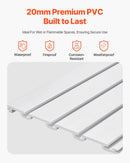 VEVOR Slatwall rievoto sienas paneļu sistēma, 1220 × 1220 mm, PVC modulāri sienas paneļi baltā krāsā, viegli uzstādāma, pielāgojama un piegriežama uzglabāšanas un demonstrēšanas sistēma, garāžai, darbnīcai, veikalam un mājai