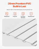 VEVOR Slatwall rievoto sienas paneļu sistēma, 2440 × 1220 mm, PVC sienas paneļi ar piederumiem, balta modulāra uzglabāšanas un demonstrēšanas sistēma, viegli uzstādāma, pielāgojama un piegriežama, garāžai, darbnīcai, veikalam un mājai