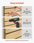 VEVOR rievoto sienas paneļu sistēma, 1220 × 1220 mm, MDF modulārs Slatwall uzglabāšanas un demonstrēšanas panelis dabīga koka izskatā, viegli uzstādāms, regulējams un piegriežams, garāžai, darbnīcai, veikalam un mājai