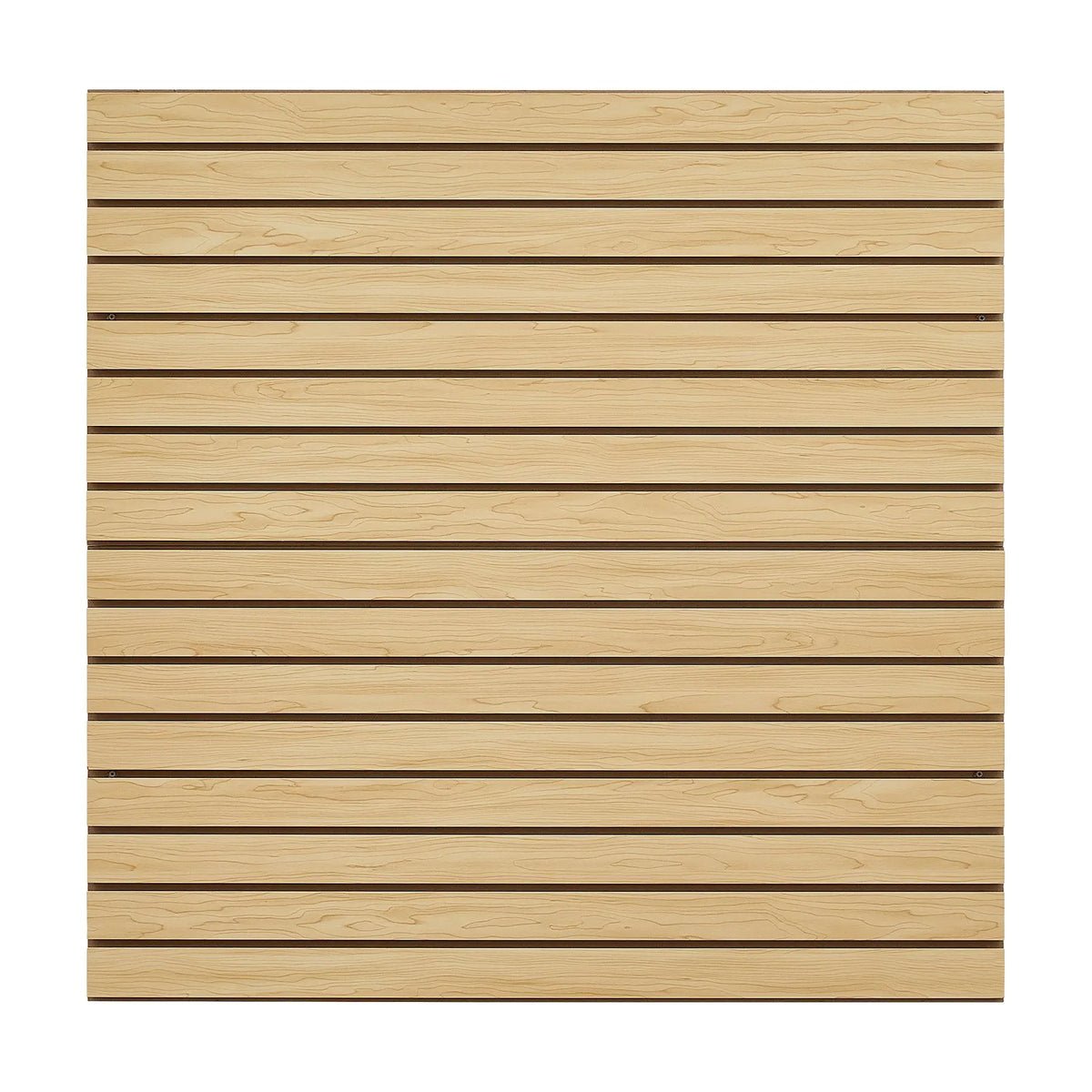 VEVOR rievoto sienas paneļu sistēma, 1220 × 1220 mm, MDF modulārs Slatwall uzglabāšanas un demonstrēšanas panelis dabīga koka izskatā, viegli uzstādāms, regulējams un piegriežams, garāžai, darbnīcai, veikalam un mājai