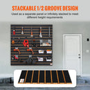 VEVOR Slatwall rievoto sienas paneļu komplekts, 2 paneļi, katrs 1220 × 610 mm, lieljaudas melna sienas uzglabāšanas un demonstrēšanas sistēma, garāžai, darbnīcai, veikalam