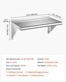 VEVOR JC-WS-1224-418 nerūsējošā tērauda sienas plaukts, 305 × 610 mm, 113 kg kravnesība, komerciāls peldošais plaukts ar kronšteiniem, virtuvei, restorānam un garāžai