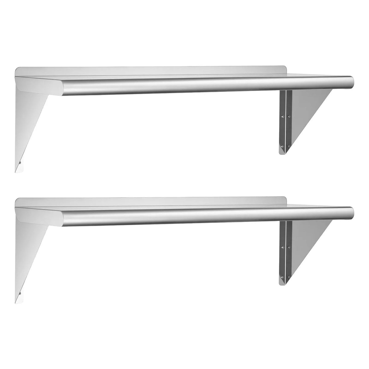 VEVOR Stainless Steel Wall Shelves 305 × 914 mm with Brackets, 2 pcs, 136 kg