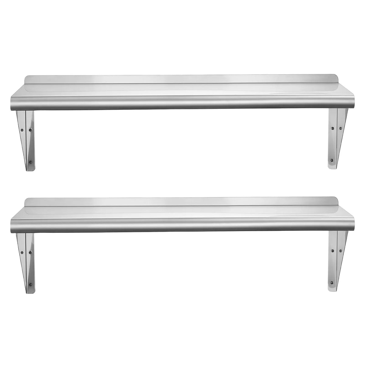 VEVOR Stainless Steel Wall Shelves 305 × 914 mm with Brackets, 2 pcs, 136 kg