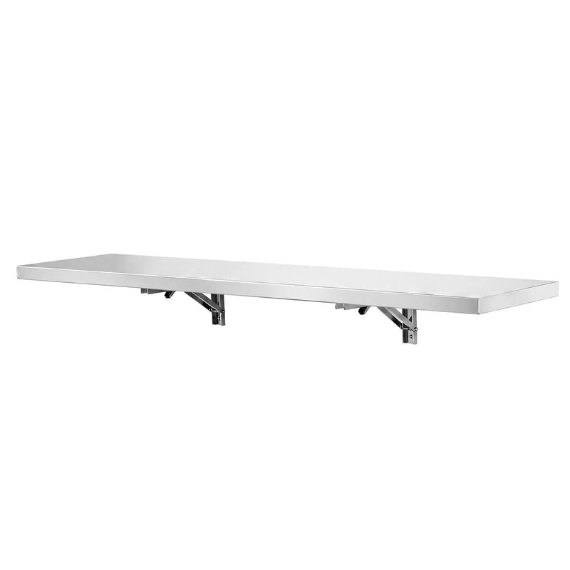 VEVOR nerūsējošā tērauda sienas plaukts, 305 × 1219 mm, salokāms, 136 kg kravnesība, komerciāls peldošais plaukts ar kronšteiniem, virtuvei, restorānam un garāžai