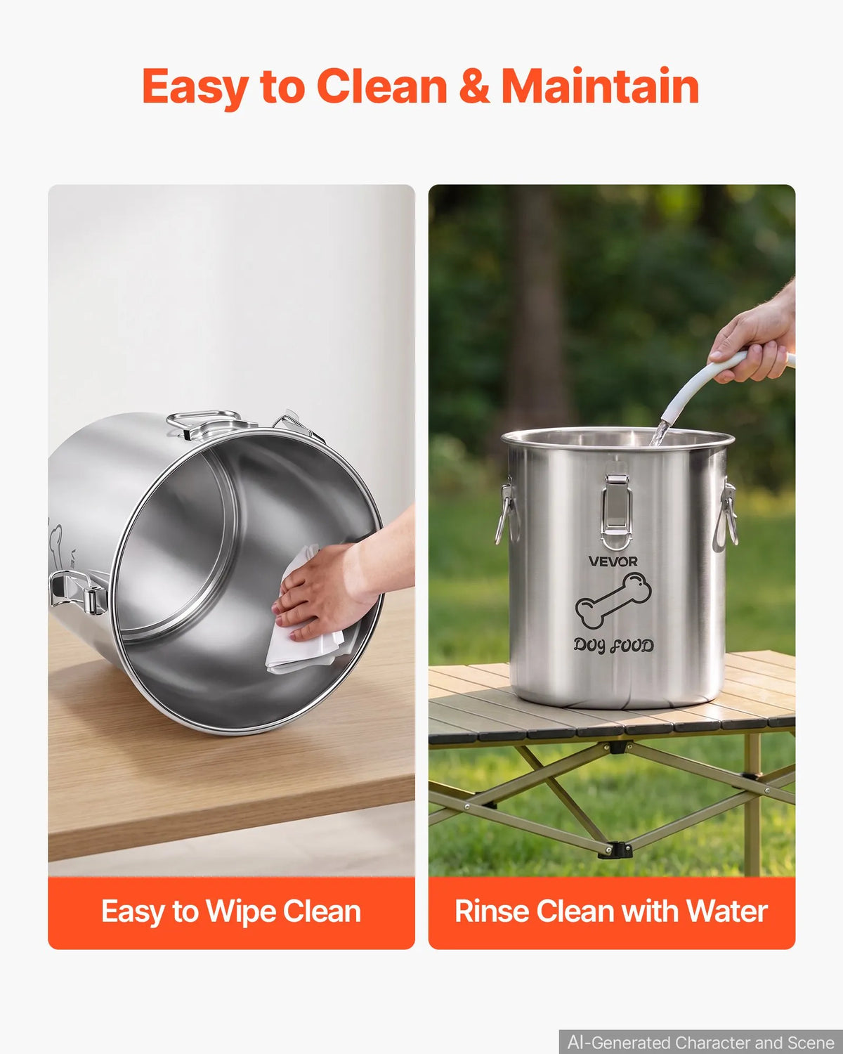 VEVOR Stainless Steel Pet Food Container for Dogs and Cats with Airtight Lid, 20 l (~8 kg)