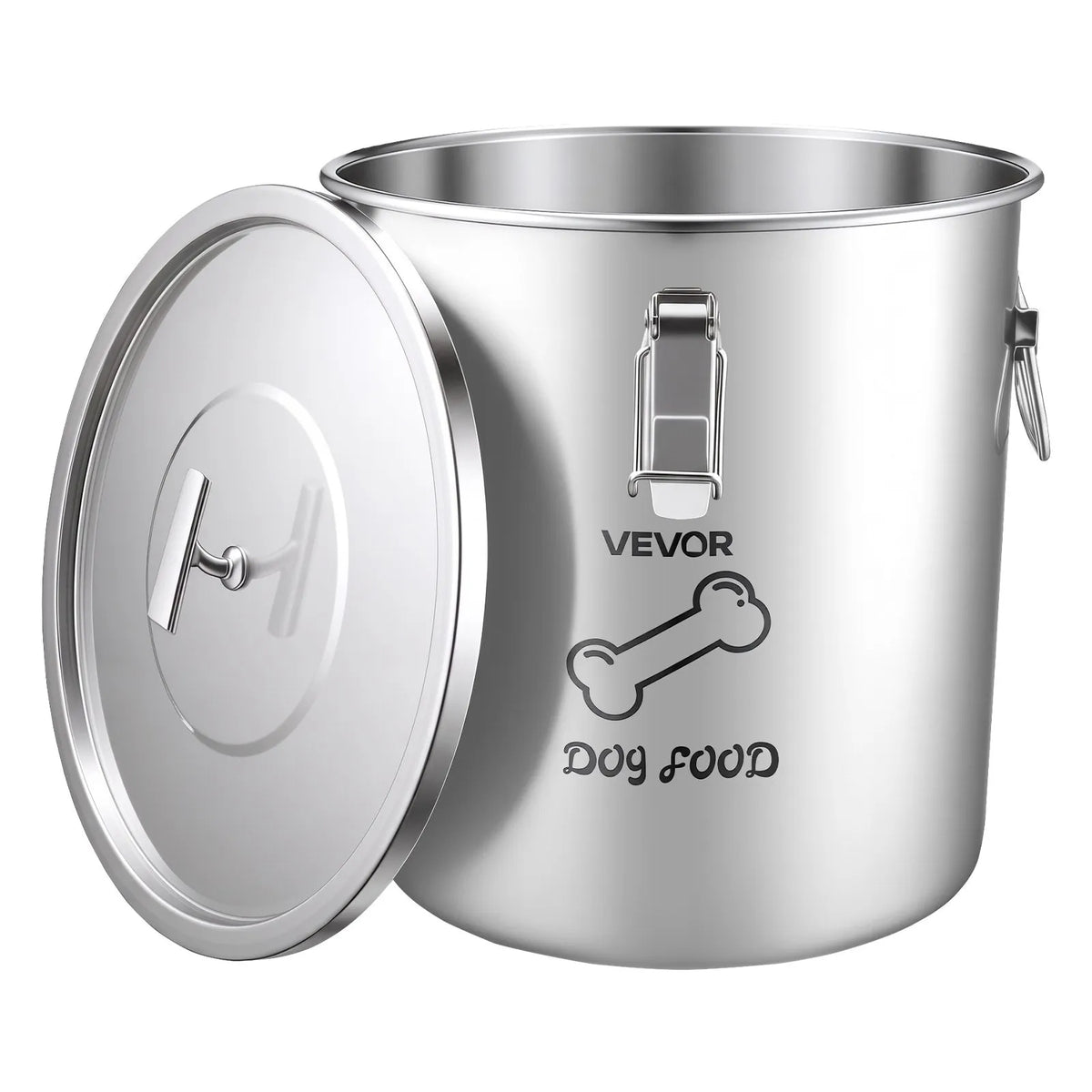 VEVOR Stainless Steel Pet Food Container for Dogs and Cats with Airtight Lid, 20 l (~8 kg)