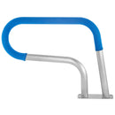 VEVOR baseina margas 76 × 56 cm, 304. klases nerūsējošā tērauda drošības margas peldbaseinam ar 113 kg kravnesību, sudrabainas, rūsas izturīgas, ar zilu satvēriena pārvalku, M8 urbja uzgali un pašurbjošām skrūvēm