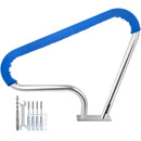 VEVOR baseina margas 99 × 81 cm, 304. klases nerūsējošā tērauda drošības margas peldbaseinam ar 113 kg kravnesību, sudrabainas, rūsas izturīgas, ar zilu satvēriena pārvalku, M8 urbja uzgali un pašurbjošām skrūvēm