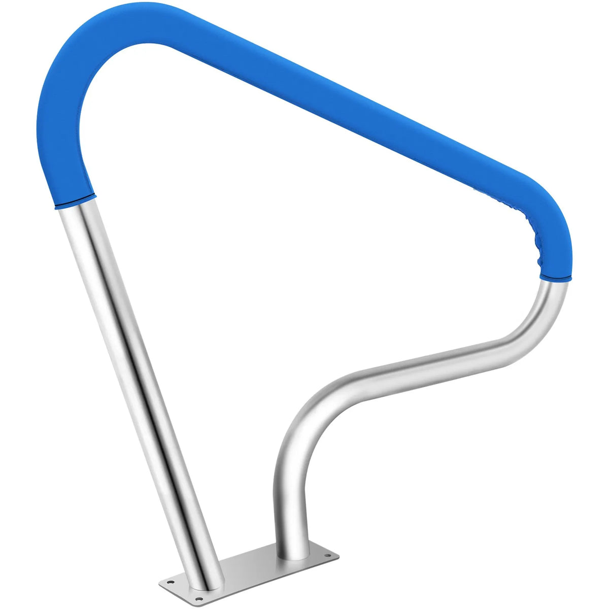 VEVOR Pool Handrails 99 × 81 cm, 304 Stainless Steel Safety Handrails for Swimming Pools with 113 kg Load Capacity, Silver, Rust-Resistant, with Blue Grip Cover, M8 Drill Bits and Self-Tapping Screws