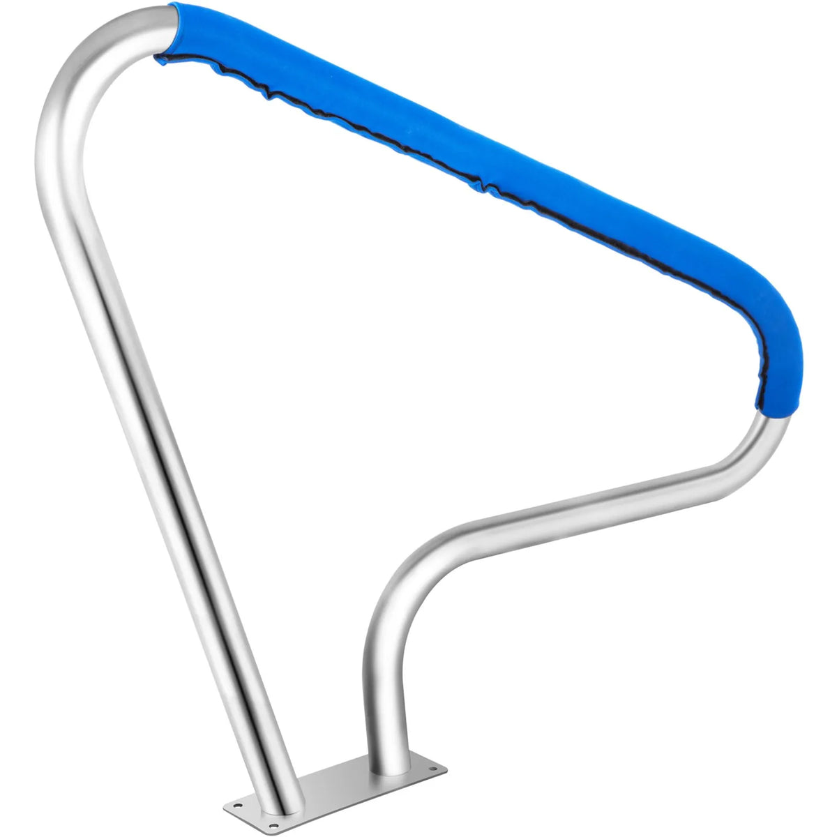 VEVOR Pool Handrail 122 × 91 cm, Stainless Steel 304, Load Capacity up to 113 kg, Silver, Rust-Resistant, Pool Handrail with Blue Grip Cover, Includes M8 Drill Bit and Self-Tapping Screws