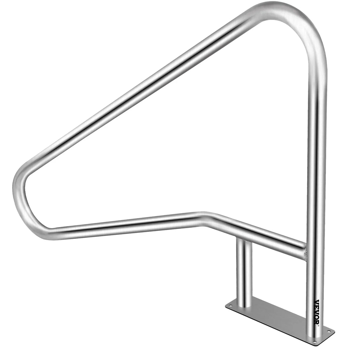 VEVOR Pool Handrails 139.7 × 81.3 cm, Grade 304 Stainless Steel, Load Capacity up to 113.4 kg, Silver, Rust-Resistant, Ergonomic Pool Handrails with Blue Grip Coating, Includes M8 Drill Bit and Self-Tapping Screws