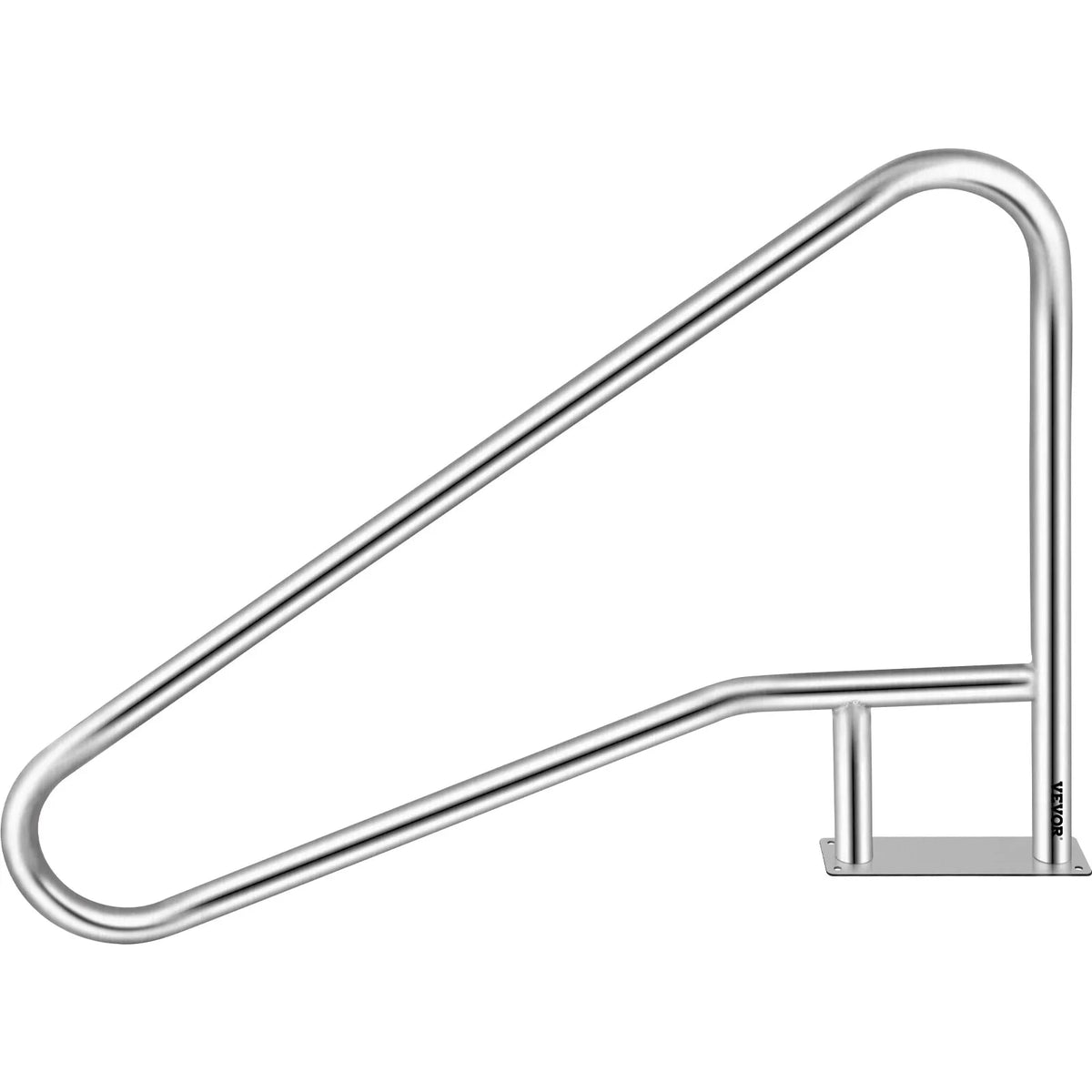 VEVOR Pool Handrails 139.7 × 81.3 cm, Grade 304 Stainless Steel, Load Capacity up to 113.4 kg, Silver, Rust-Resistant, Ergonomic Pool Handrails with Blue Grip Coating, Includes M8 Drill Bit and Self-Tapping Screws
