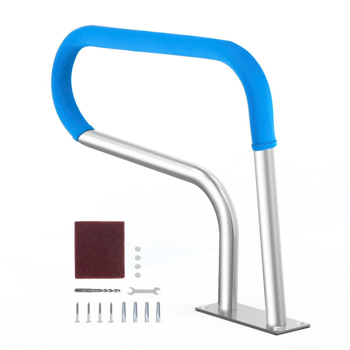 VEVOR Pool Handrails 81 × 58 cm, Stainless Steel with Base Plate, Safety Grab Rails for Indoor and Outdoor Pools, Rust-Resistant Handle with Grip Cover and Accessories for SPA Areas