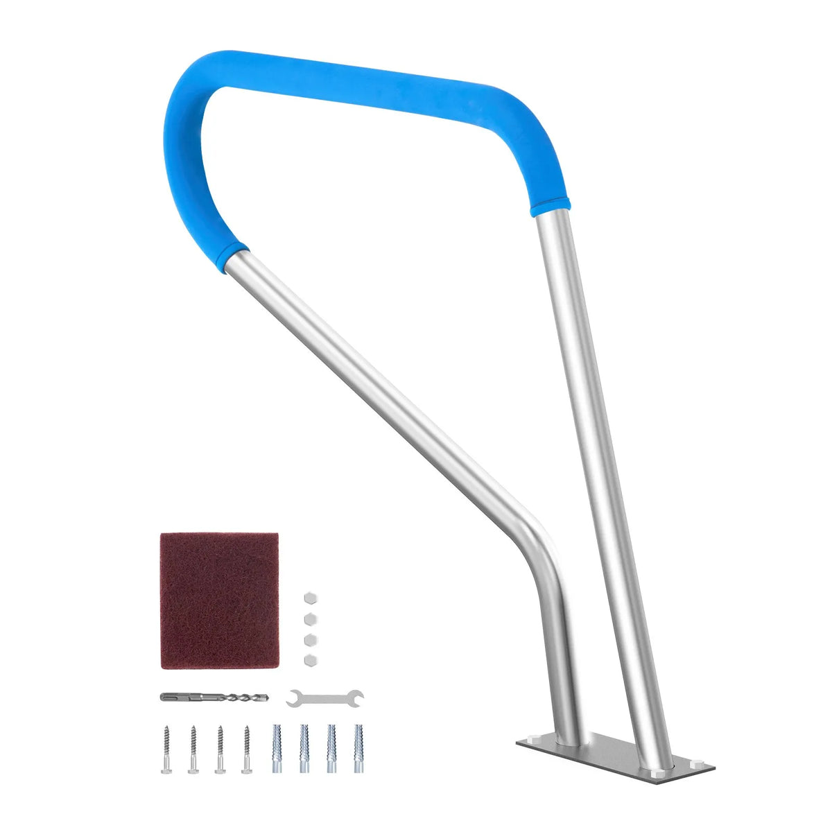 VEVOR Pool Handrails 99 × 81 cm, Stainless Steel Safety Handrails with Base Plate for Indoor and Outdoor Pools, Non-Slip Grab Bar with Coating and Accessories for Spa Areas